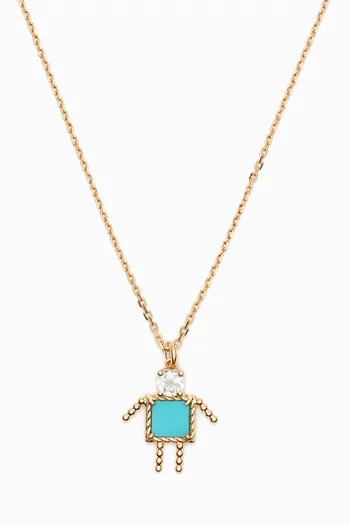 Petit Garcon Topaz & Turquoise Pendant Necklace in 18kt Gold