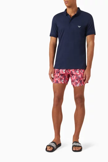 Logo Print Polo Shirt in Cotton