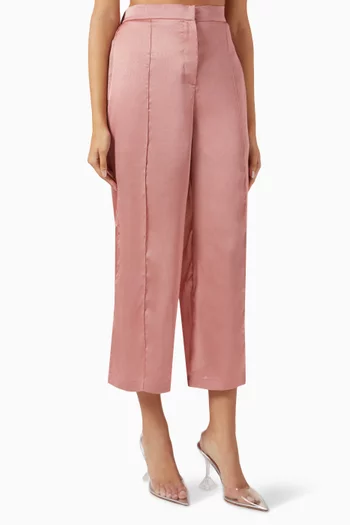 High-rise Cropped Pants in Satin Crepe