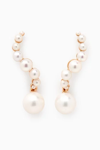 Pearl Curve Drop Earrings in 14kt Gold