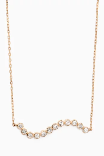 Bezel Wave Diamond Necklace in 14kt Gold