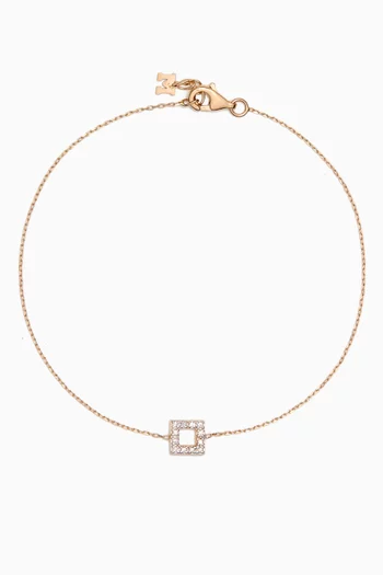 Mini Square Diamond Chain Bracelet in 14kt Gold