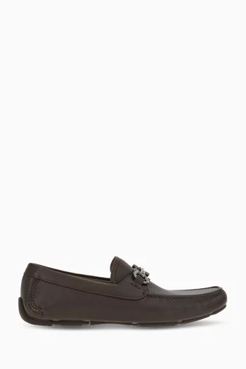 Gancini Ornament Driver Shoes in Calfskin Leather