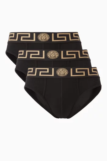 Greca Border Briefs in Cotton, Set of 3