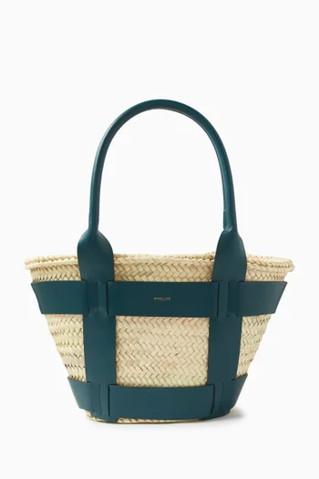Medium Santorini Bag in Raffia & Leather