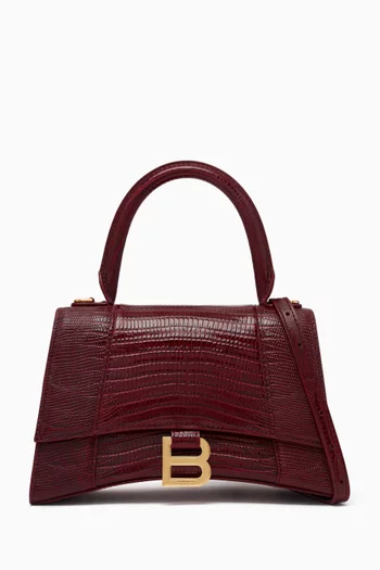 Small Hourglass Top-handle Bag in Crocodile-embossed Leather