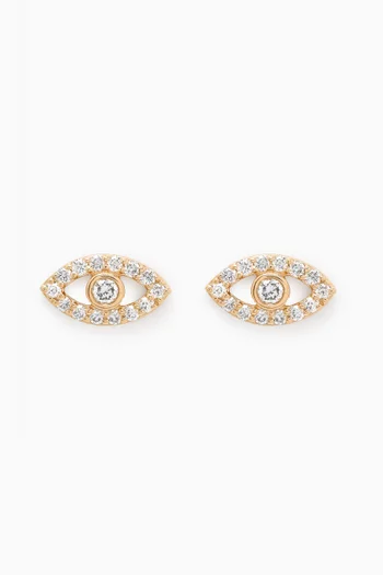 Evil Eye Diamond Stud Earrings in 18kt Gold