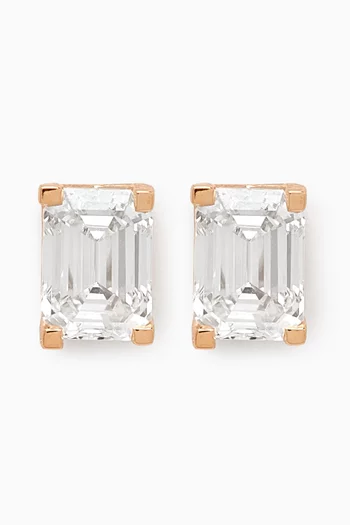 Emerald Diamond Stud Earrings in 18kt Gold