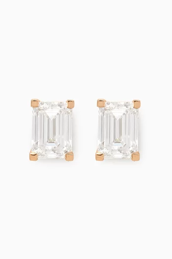 Emerald-shaped Diamond Stud Earrings in 18kt Gold