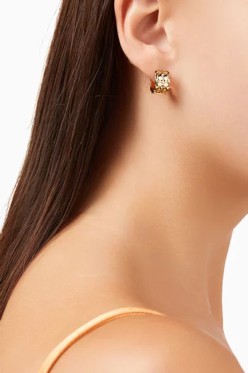 Quilted C Huggie Earrings in Metal