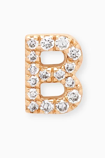 B Letter Diamond Single Stud Earring in 18kt Gold