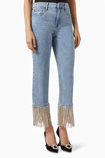 Crystal-embellished Cropped Jeans in Denim