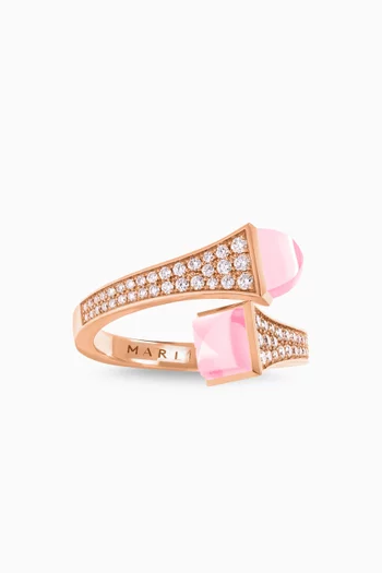 Cleo Diamond & Quartz Midi Ring in 18kt Rose Gold