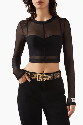 Leopard-print Logo-buckle Belt in Leather