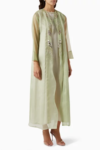 Embellished Abaya Set in Silk