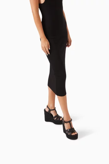 Tribute Platform Espadrille Wedges in Smooth Leather