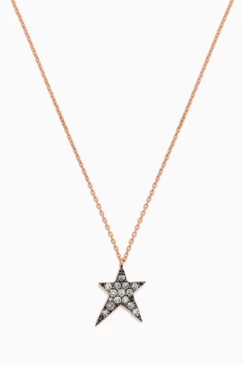 Maxi Pavé Struck Star Diamond Necklace in 14kt Rose Gold