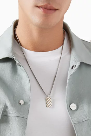 Sculpted Cable Tag in Sterling Silver, 27mm