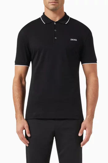 Logo-embroidered Polo Shirt in Stretch-cotton