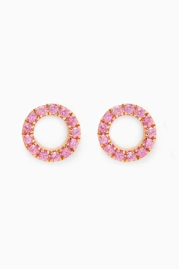 Circular Pink Sapphire Stud Earrings in 18kt Rose Gold