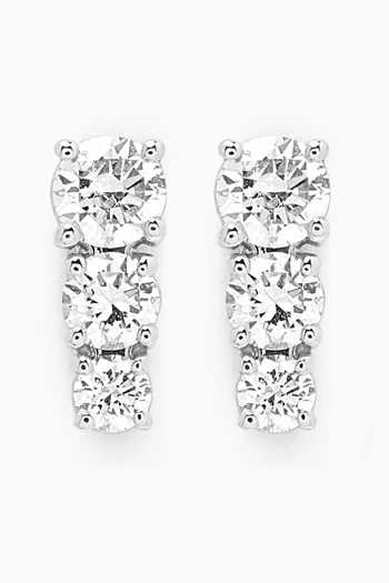 Petite Trio Diamond Bar Earrings in 18kt White Gold