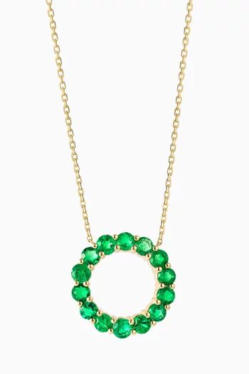 Circular Emerald Pendant Necklace in 18kt Gold