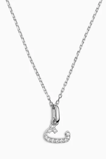 Arabic Letter T ت Diamond Necklace in 18kt White Gold