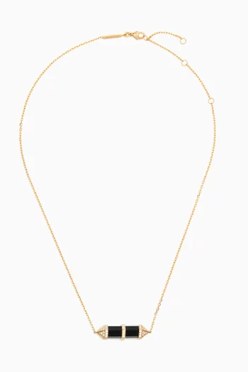 قلادة شاكرا مرصعة بحجر عقيق أسود متوسط وماس ذهب عيار 18