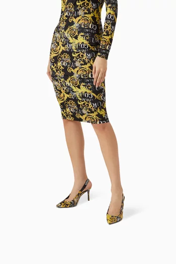 Scarlett Baroque Slingback Pumps in Faux Leather