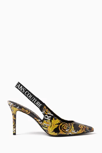 Scarlett Baroque Slingback Pumps in Faux Leather