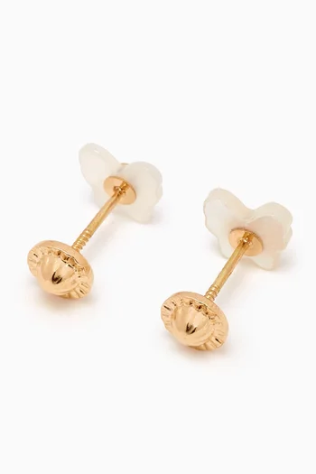 Butterfly Stud Mother of Pearl Diamond Earrings in 18kt Yellow Gold
