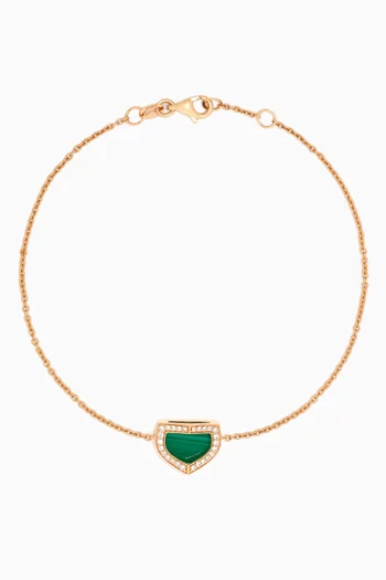 Dome Art Deco Diamond & Malachite Bracelet in 18kt Gold