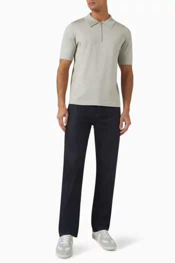 تي شيرت بولو بسحّاب قصير مزيج فيسكوز