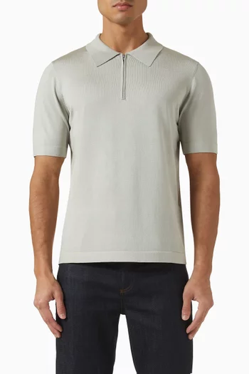 تي شيرت بولو بسحّاب قصير مزيج فيسكوز