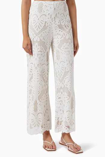 Aurora Broderie Anglaise Pants in Cotton