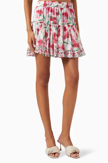 Marion Mini Skirt in Floral-print Chiffon