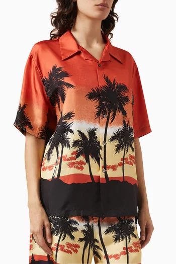 Degradé Palms Bowling Shirt in Cotton
