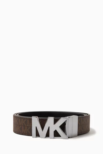 Reversible Logo Buckle Belt in Coated Canvas & Leather