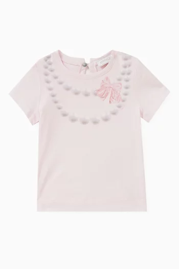 Pearl Necklace-print T-shirt in Cotton