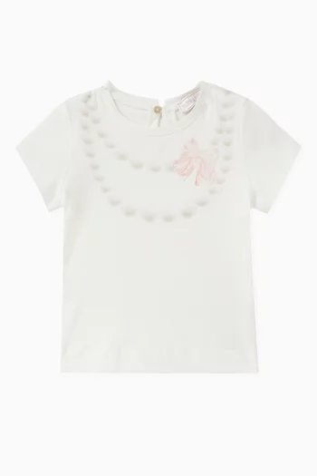 Pearl Necklace-print T-shirt in Cotton