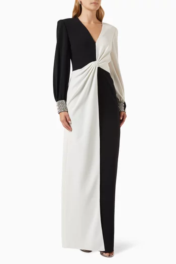 Lalala Colour-blocked Maxi Dress in Stretch-crepe