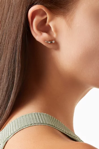 Half Moon Black & White Diamond Bar Earrings in 18kt Yellow Gold