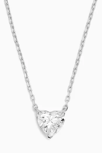 Heart Diamond Pendant Necklace in 18kt White Gold, 0.6ct