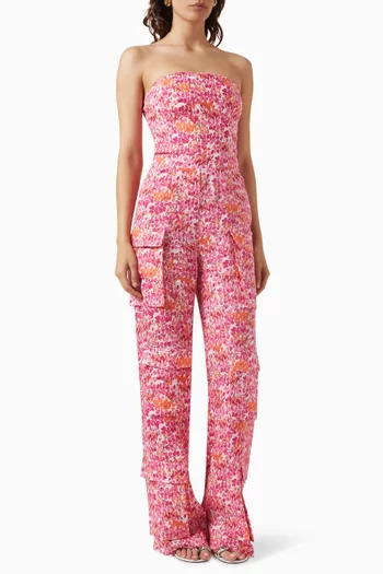 Floral-print Jumpsuit in Linen