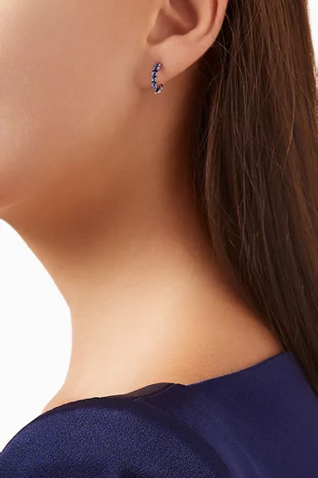 Blue Sapphire & Diamond Switch Huggies in 18kt White Gold