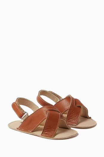 Cross Strap Sandals in Leather