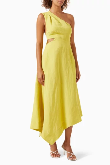 Gracie Asymmetrical Midi Dress in Viscose-blend