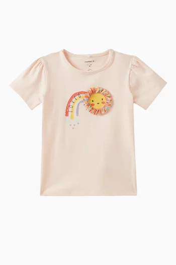 Sun-embroidered T-shirt in Cotton