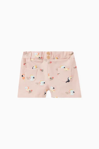 Birds-print Shorts in Cotton