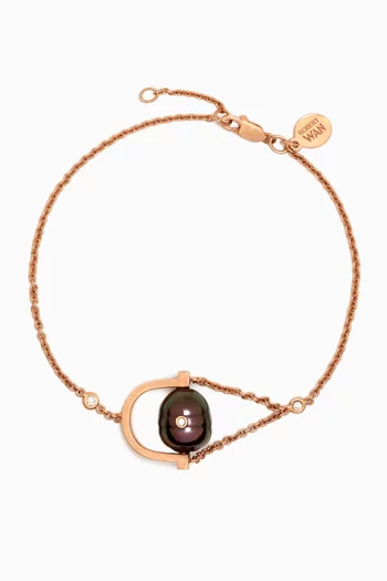 Entrelace Pearl & Diamond Bracelet in 18kt Rose Gold